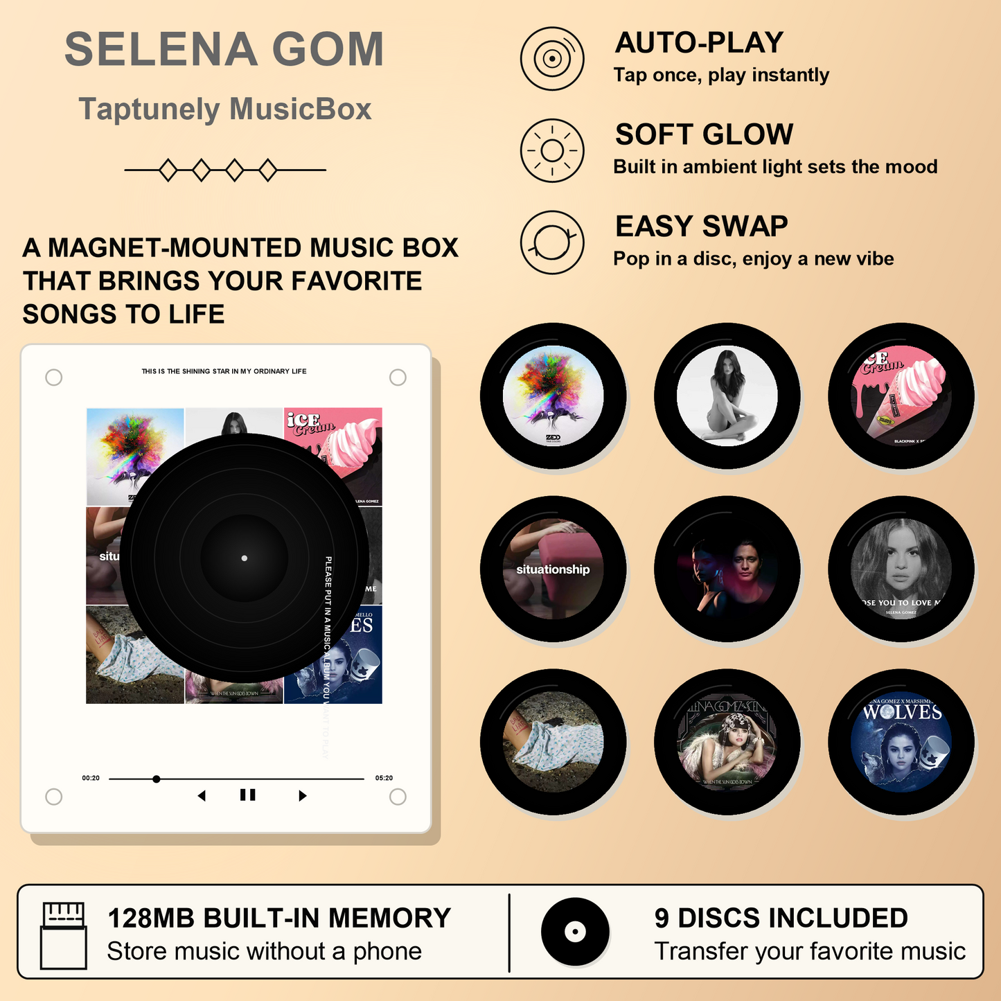 TapTunely Music Memory Box — 9 Mini Discs