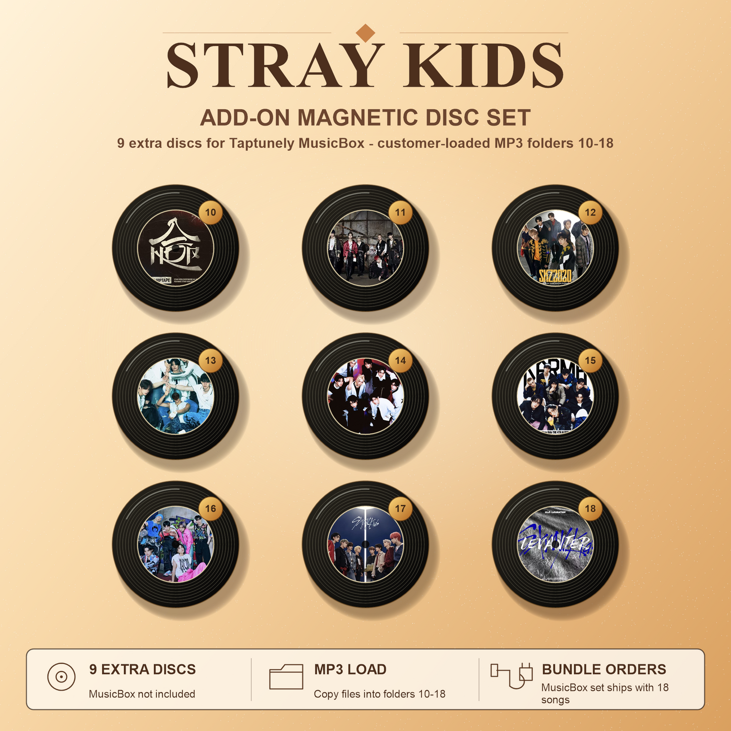 TapTunely Add-On Mini Disc Pack - 9 Extra Magnetic Discs Onlys