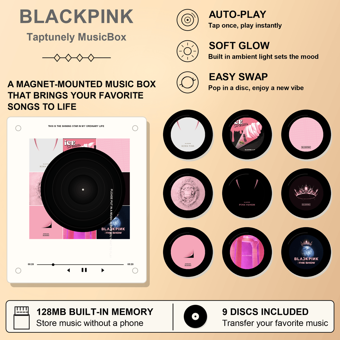 TapTunely Music Memory Box — 9 Mini Discs