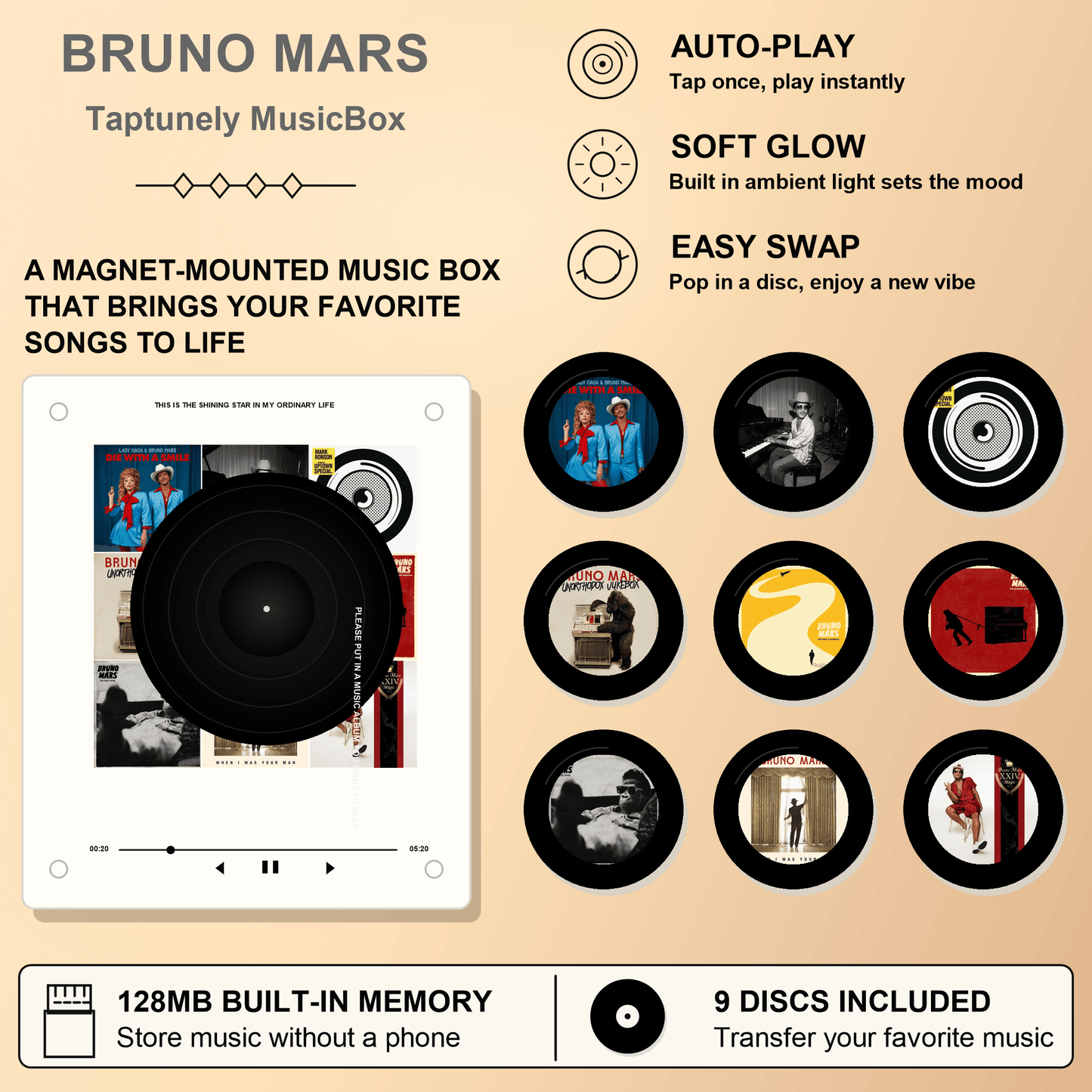 TapTunely Music Memory Box — 9 Mini Discs