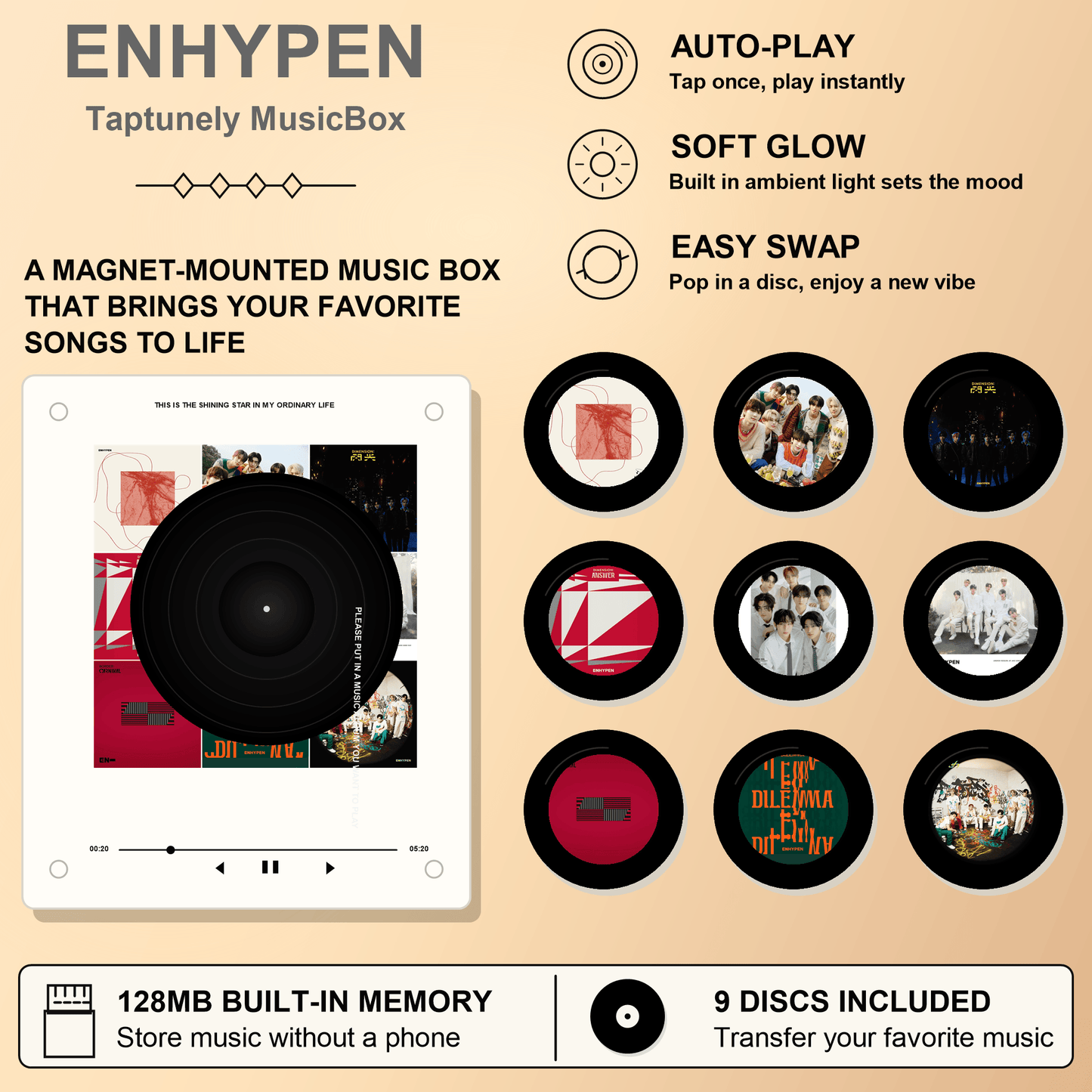TapTunely Music Memory Box — 9 Mini Discs