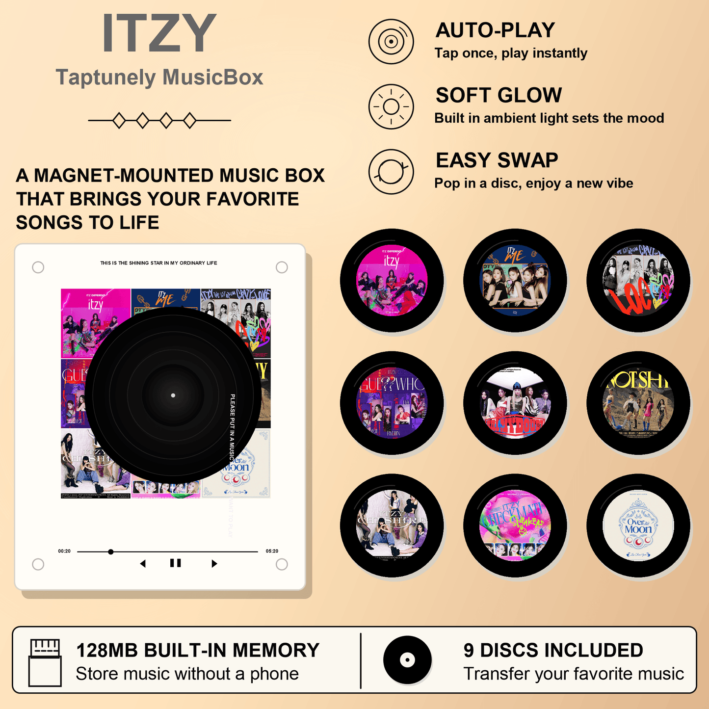 TapTunely Music Memory Box — 9 Mini Discs