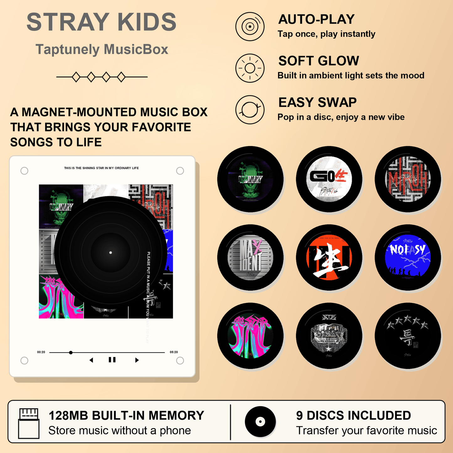 TapTunely Music Memory Box — 9 Mini Discs